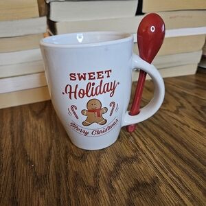 Merry Christmas mug with a spoon